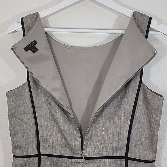 10P Ann Taylor geometric print linen blend sheath dress multi-color gray+black - Picture 9 of 13